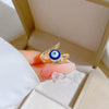 Brass Eyes Zircon Ring With The Crown Pattern Electroplating Casual Cartoon Style Adjustable Hand Jewelry For Women
