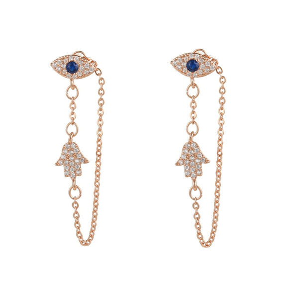 Brass Geometric Style Inlaid Zircon Earrings