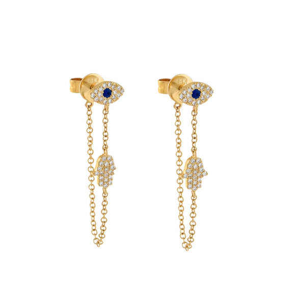 Brass Geometric Style Inlaid Zircon Earrings