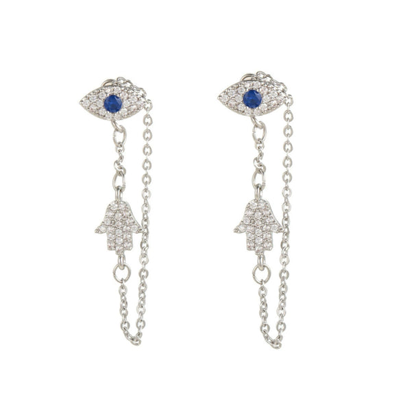 Brass Geometric Style Inlaid Zircon Earrings