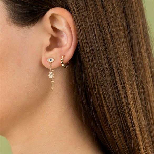 Brass Geometric Style Inlaid Zircon Earrings