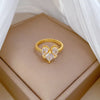Brass Gold Plated IG Style Cute Sweet Inlay Heart Shape Zircon Open Rings