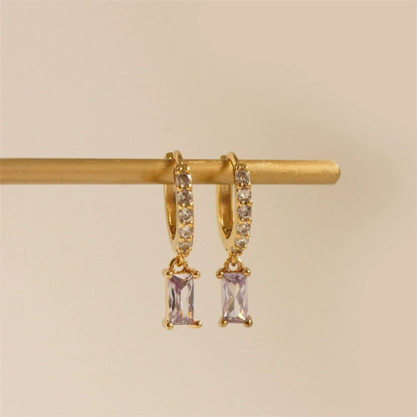 Brass Goldplated Geometric Zircon Earrings