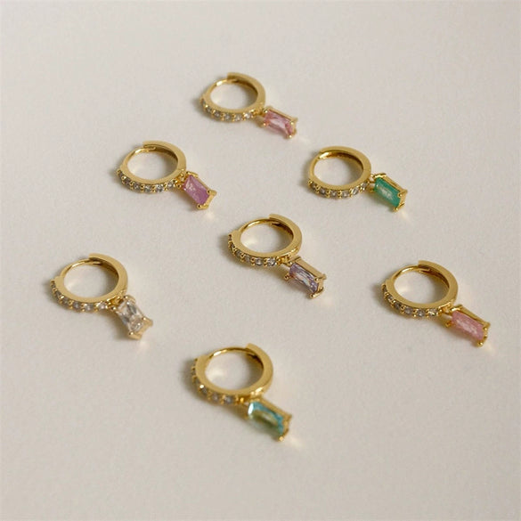 Brass Goldplated Geometric Zircon Earrings