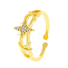 Brass Goldplated Women's Irregular Geometric Opening Ring Jewelry