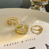 Brass Goldplated Women's Irregular Geometric Opening Ring Jewelry