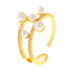 Brass Goldplated Women's Irregular Geometric Opening Ring Jewelry