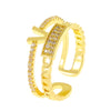 Brass Goldplated Women's Irregular Geometric Opening Ring Jewelry