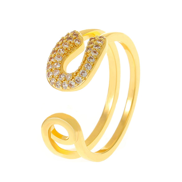 Brass Goldplated Women's Irregular Geometric Opening Ring Jewelry