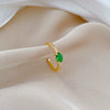 Brass Green Zircon Ring The Crown Cartoon Style Electroplating Jewelry