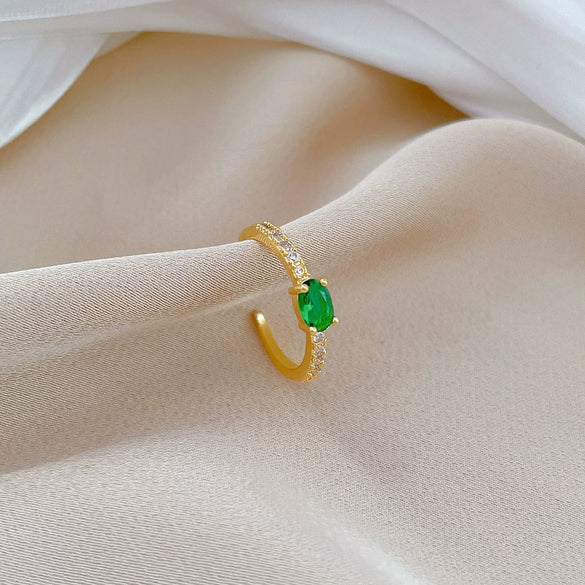 Brass Green Zircon Ring The Crown Cartoon Style Electroplating Jewelry