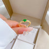 Brass Green Zircon Ring The Crown Cartoon Style Electroplating Jewelry