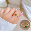 Brass Green Zircon Ring The Crown Cartoon Style Electroplating Jewelry