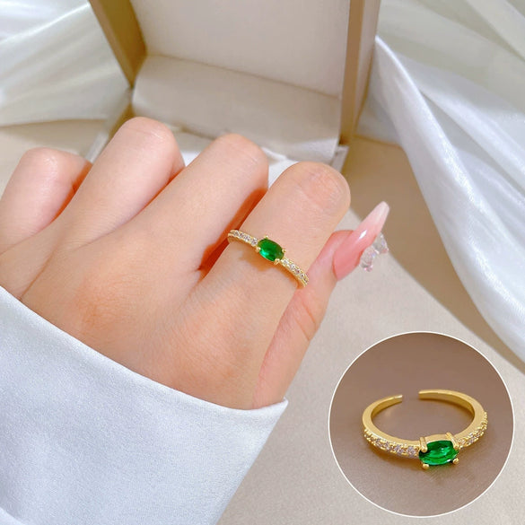 Brass Green Zircon Ring The Crown Cartoon Style Electroplating Jewelry