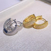Brass Inlay Round Zircon Earrings