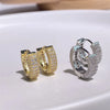 Brass Inlay Round Zircon Earrings