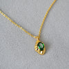 Brass Inlay Solid Color Rhinestones Pendant Necklace