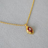 Brass Inlay Solid Color Rhinestones Pendant Necklace