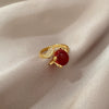 Brass Microinlaid Zirconia Cartoon Crown Shaped Red Fox Ring For Women