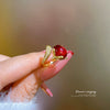 Brass Microinlaid Zirconia Cartoon Crown Shaped Red Fox Ring For Women