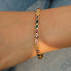Brass Pearshaped Love Heartshaped Square Zircon Mixed Color Open Bracelet Stacking Electroplated