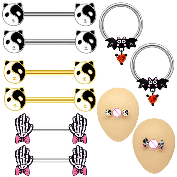 Breast Ring Jewelry Stainless Steel Alloy Inlaid Artificial Gem Semiprecious Stone Animal Zodiac Electroplating
