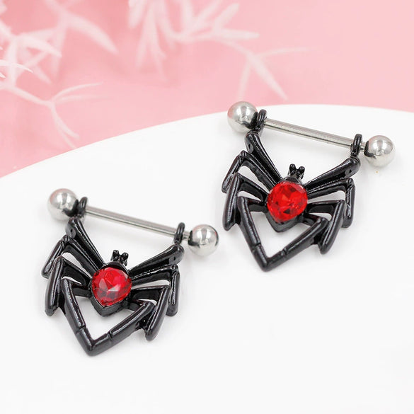 Breast Ring Zinc Alloy Geometric Spider Bat Style Stainless Steel