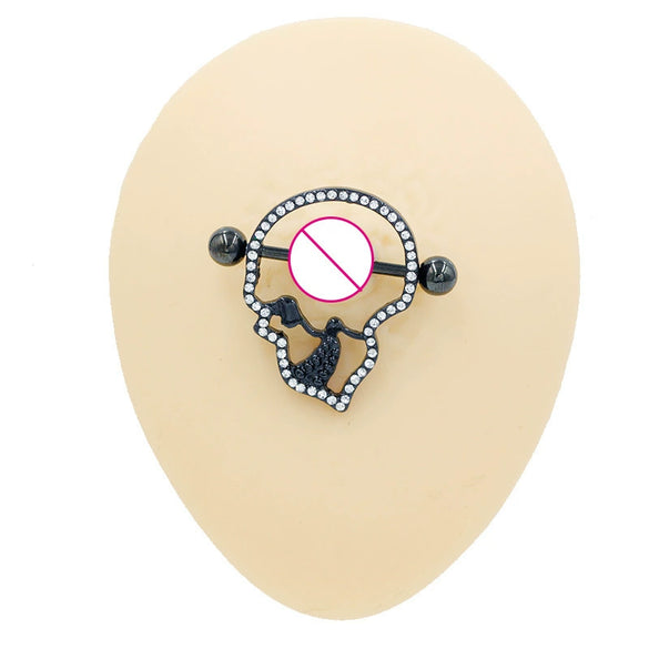 Breast Ring Zinc Alloy Geometric Spider Bat Style Stainless Steel