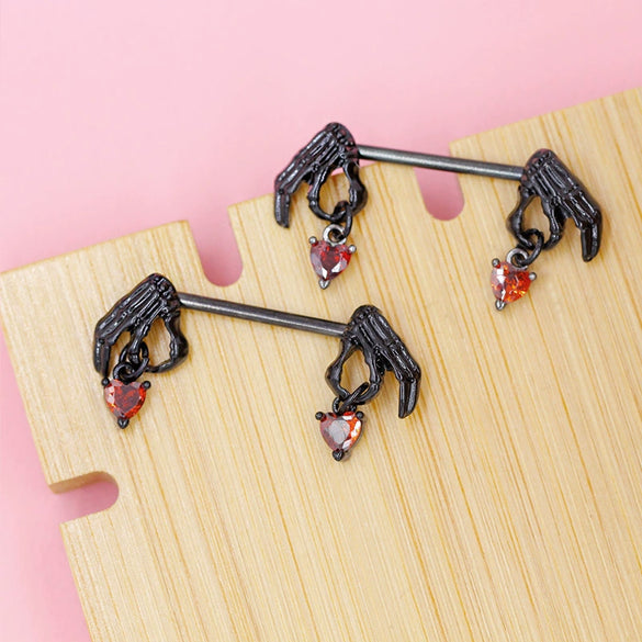 Breast Ring Zinc Alloy Geometric Spider Bat Style Stainless Steel