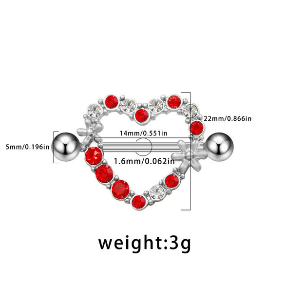 Breast Ring Zinc Alloy Heartshaped Geometric Style
