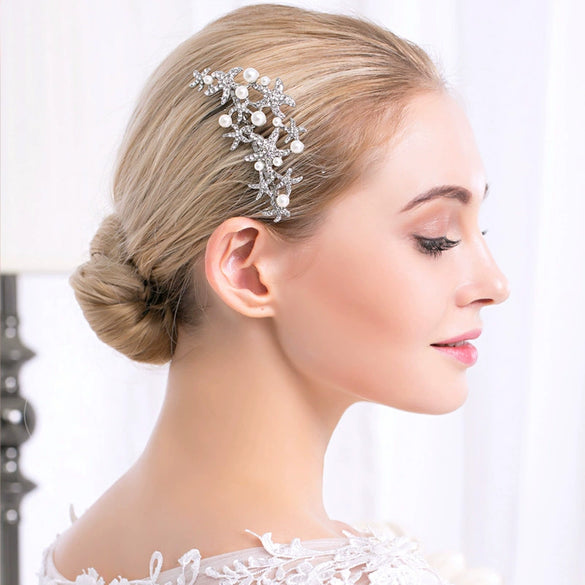 Bridal Alloy Star Rhinestone Handmade Hair Comb Women's Jewelry Hair Accessories