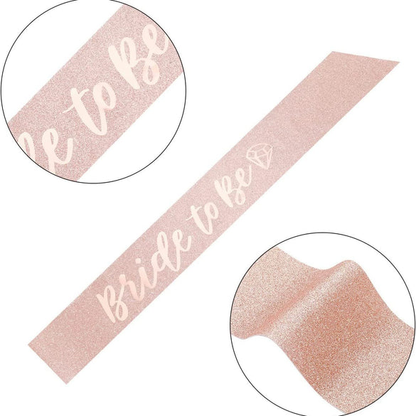 Bridal Crown Headband Shoulder Strap Badge 4Piece Set Polyester Simple Style