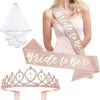 Bridal Crown Headband Shoulder Strap Badge 4Piece Set Polyester Simple Style