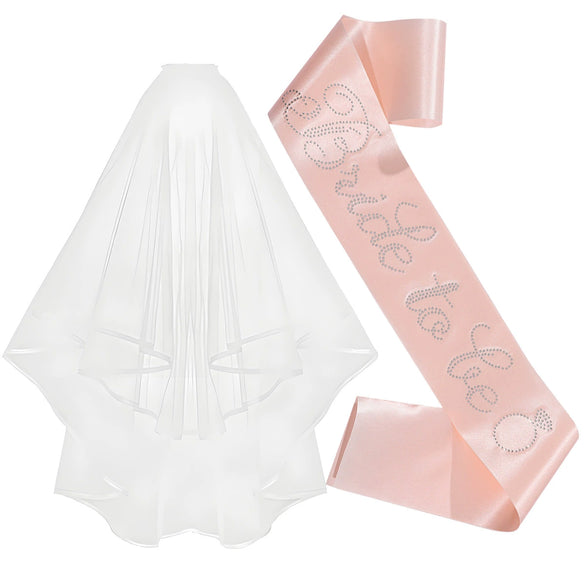 Bridal Crown Headband Shoulder Strap Veil Set Rose Gold Material