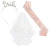 Bridal Crown Headband Shoulder Strap Veil Set Rose Gold Material