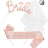 Bridal Crown Headband Shoulder Strap Veil Set Rose Gold Material