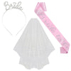 Bridal Crown Headband Shoulder Strap Veil Set Rose Gold Material