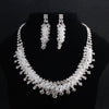 Bridal Crystal Rhinestone Earrings And Necklace Set Handmade Geometric Wedding Jewelry For Women