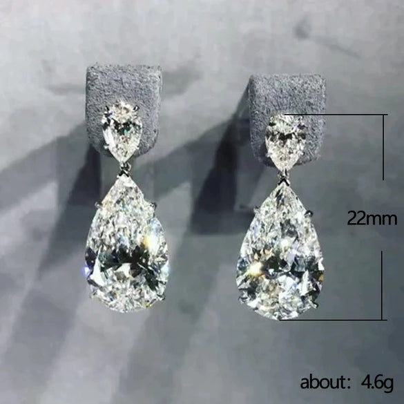 Bridal Drop Shape Copper Earrings With Microinlaid Zircon For Wedding Evening Dress Accessories