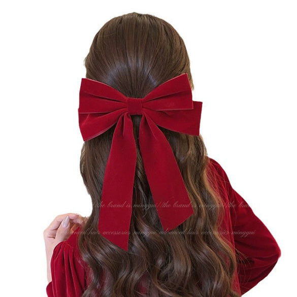 Bridal Hair Accessories Plush Flannel Handmade Bow Duckbill Clip For Engagement Party Wedding