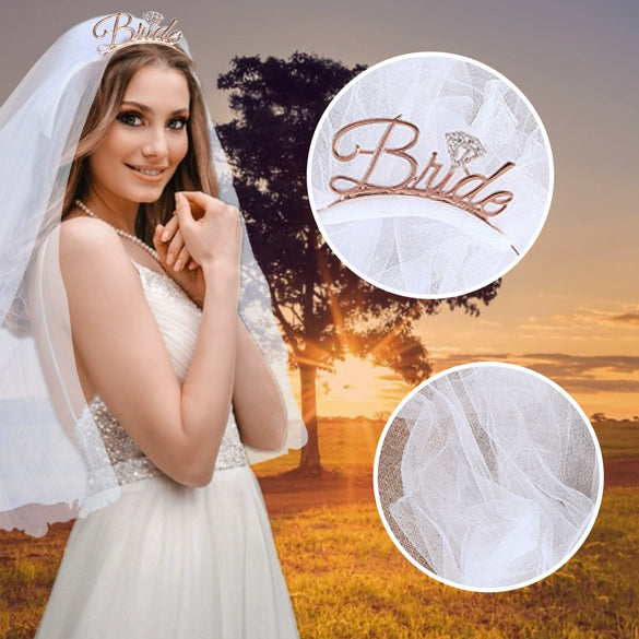 Bridal Hairband Veil Suit Zinc Alloy Electroplated Simple Women's Wedding Headdress Accessories