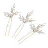 Bridal Hairpin Set With Rhinestone Pearl Leaf U Shaped Hairpin Handmade Hair Accessories