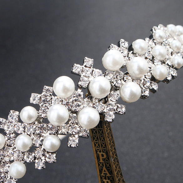 Bridal Headband Alloy Pearl Rhinestone Handmade Women's Accessories