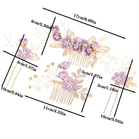 Bridal Headwear New Forest Blue Flower Hair Comb Knot Wedding Accessories