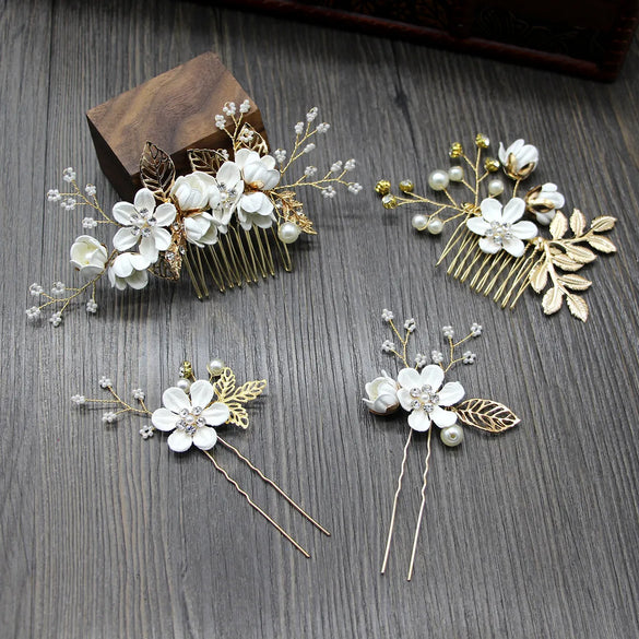 Bridal Headwear New Forest Blue Flower Hair Comb Knot Wedding Accessories