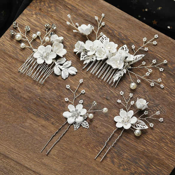 Bridal Headwear New Forest Blue Flower Hair Comb Knot Wedding Accessories