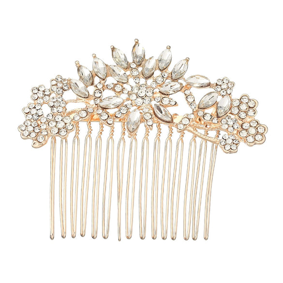 Bridal Jewelry Alloy Flower Hair Comb With Electroplating Treatment