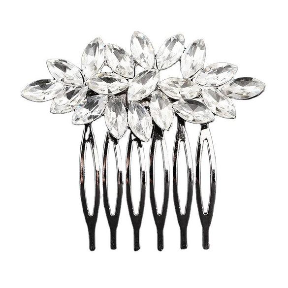 Bridal Jewelry Handmade Rhinestone Marquise Comb With Plaid Pattern For Women