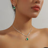 Bridal Jewelry Necklace Earrings Set Rhinestone Diamond Stars Sun And Moon Clouds Cosmic Pattern