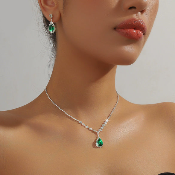 Bridal Jewelry Necklace Earrings Set Rhinestone Diamond Stars Sun And Moon Clouds Cosmic Pattern